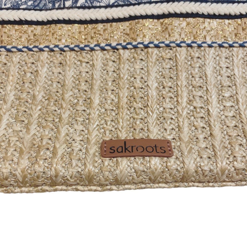 SAKROOTS SMALL STRAW SATCHEL “ELLIS” SHOULDER HANDBAG - Picture 4 of 12